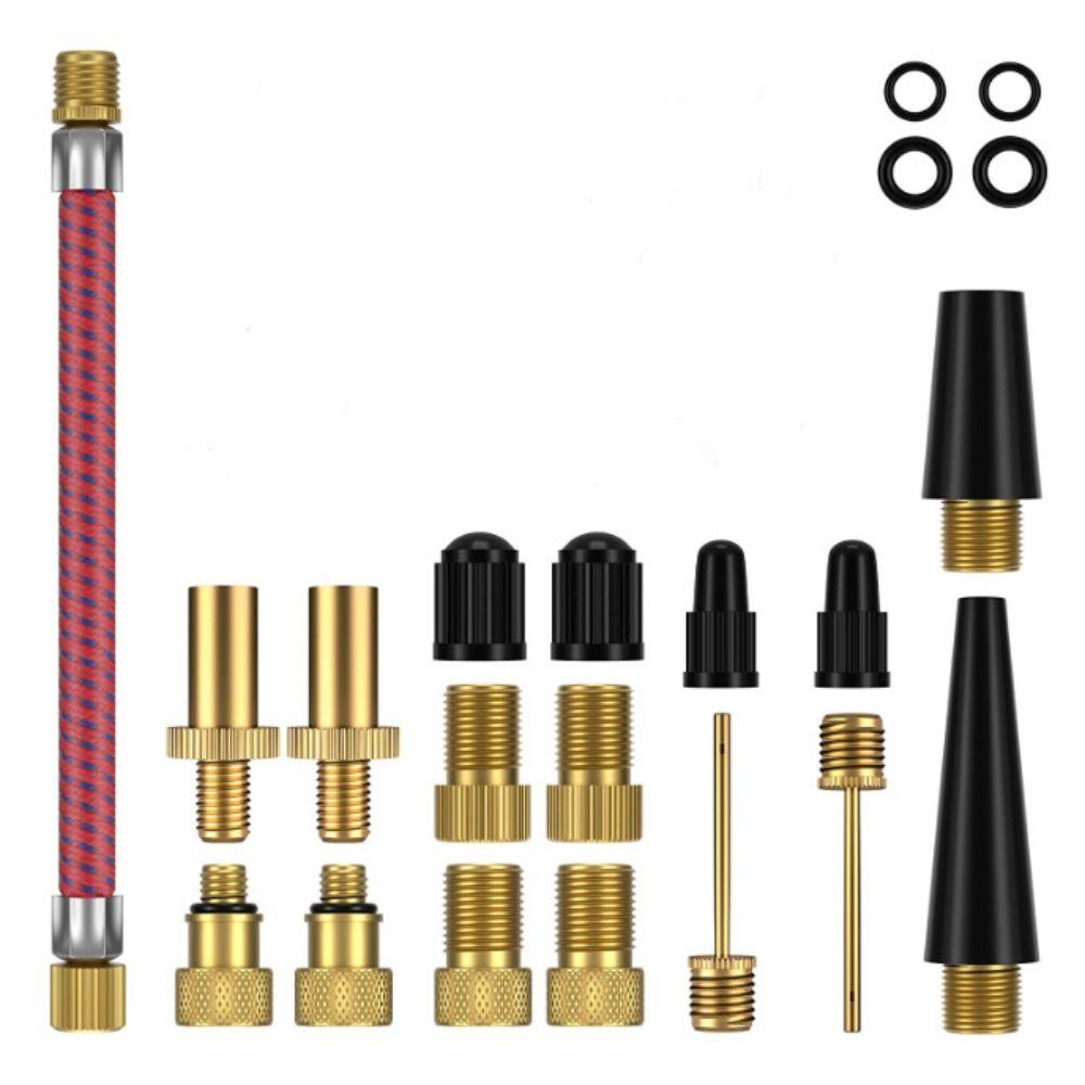 

Gold Valve Adapter Copper Bicycle Pump New Bicycle Valve Adapter Set Bicycle 21PCS with valve cap