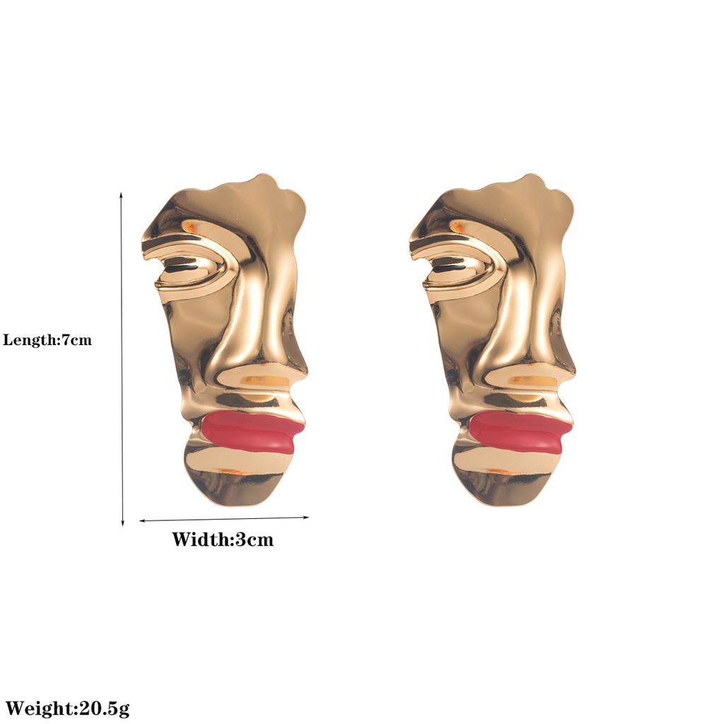 Female Light Luxury Exaggerated Personality Face Red Lip Earrings