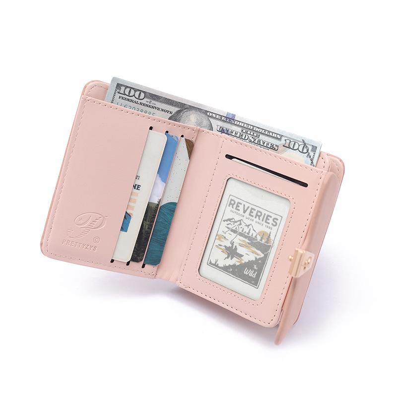 Women's Short Wallet with Simple and Versatile Hardware Buckle Niche Short Wallet