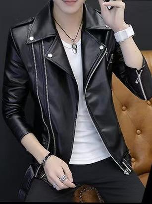 Men's PU leather jacket men's spring and autumn American retro loose casual boys trendy brand tooling