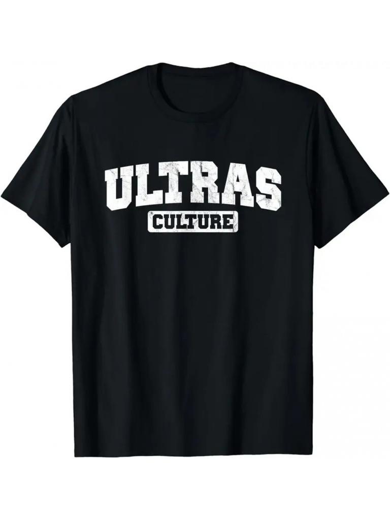Graphic TShirt for UnisexS Ultras Culture Soccer Fans Vintage Style Streetwear Tee Black with White Text