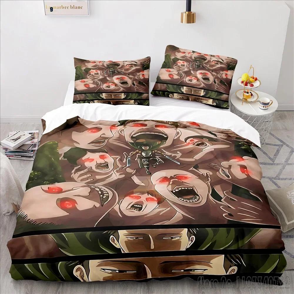 Anime Attack On Titan Cartoon Duvet Cover Set HD Comforter Cover for Kids Bedding Sets Bedclothes Bedroom Decor