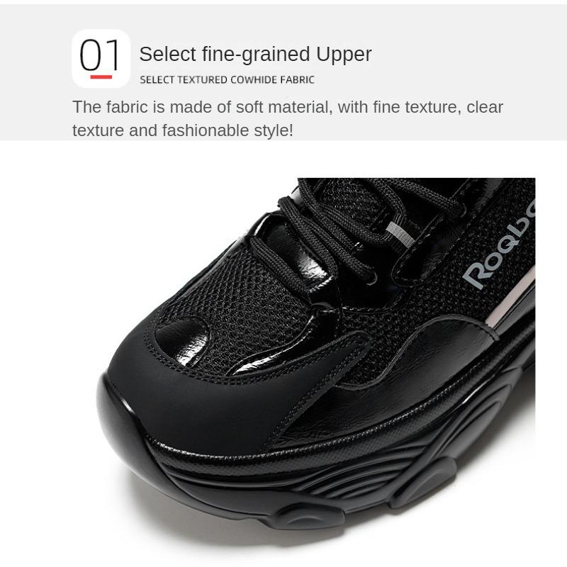 Mode Die Neue Mode Plattform Sportschuhe für Damen 2024 Sommer Schwarz Lässige Klobige Sneaker Damen Mesh Leder Plateauschuhe 8CM