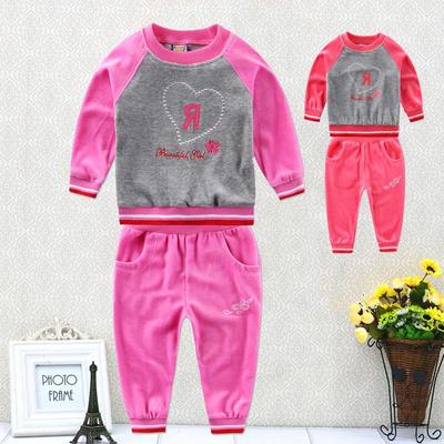 Kind Mädchen Säuglingskleidung Velours Winter Frühling Langarm Shirt Hosen Hosen Set Kidswear Aapparel Frau Baby