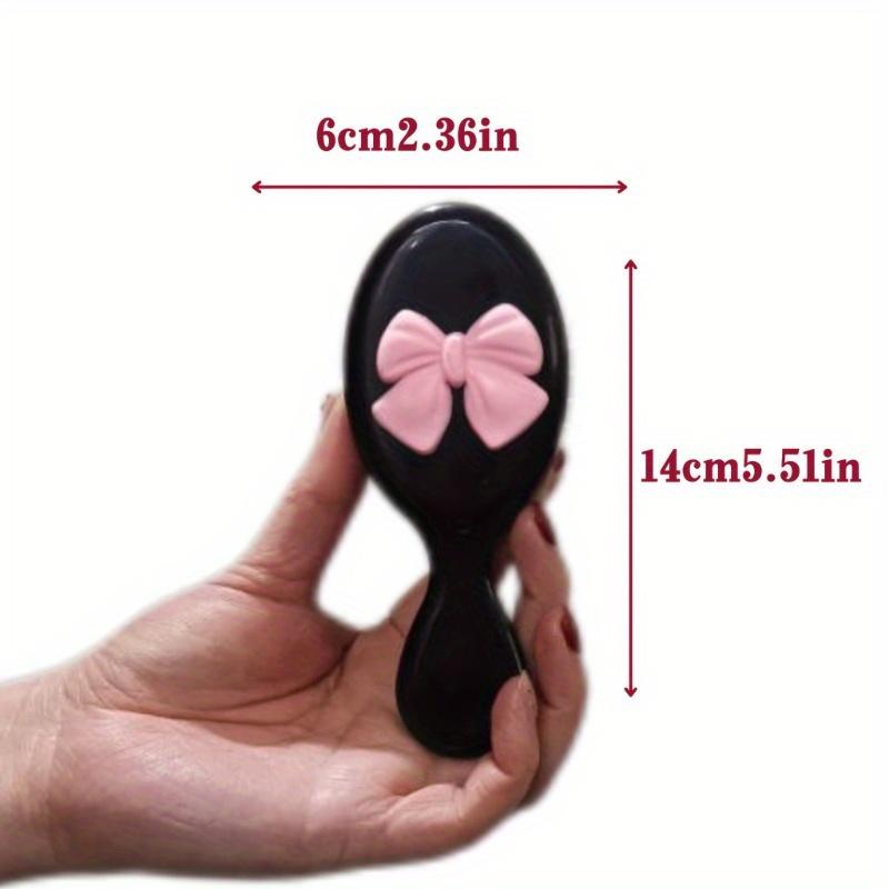 Cute Bow Mini Hairbrush - Portable Folding Pad Comb with Air Bag, Massage Hairbrush with Pink Bow Design, Hair Styling Tool