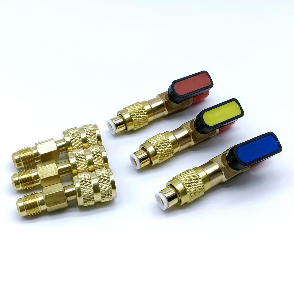 Air Conditioning Refrigerant Angled Compact Ball Valve Fits for HVAC R12 R22 R410a Charging Hoses AC Refrigerant Adapter