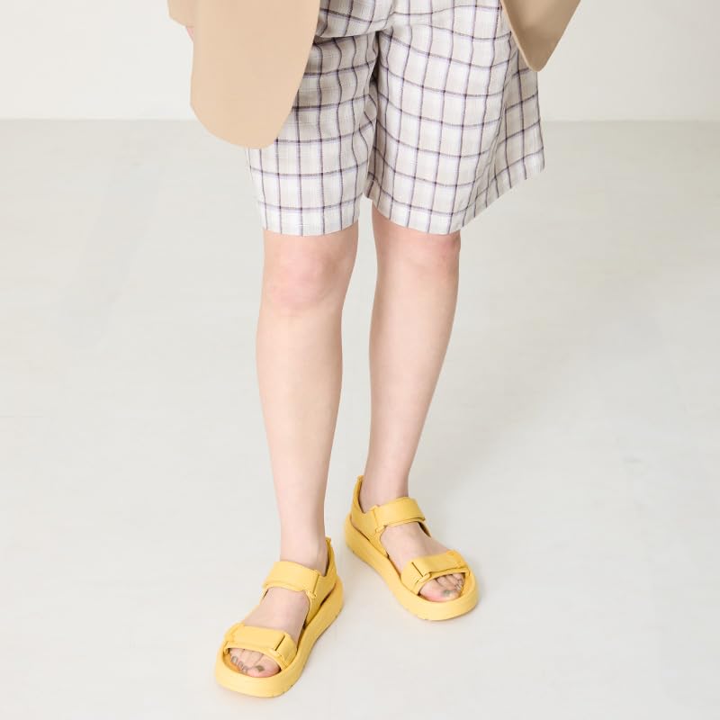 Sandale de damă cu talpă groasă și două barete, mărimi sport Oriental Traffic E, 51227, Galben, 23.0cm-23.5cm,