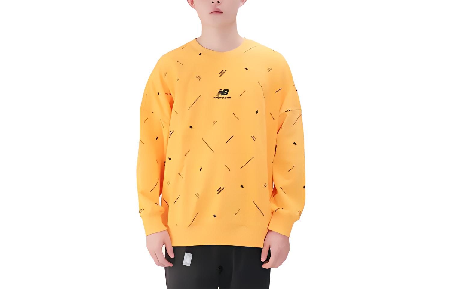 New Balance Sweatshirts Men s Yellow Crew Neck Moderate AMT13387-HAB XL