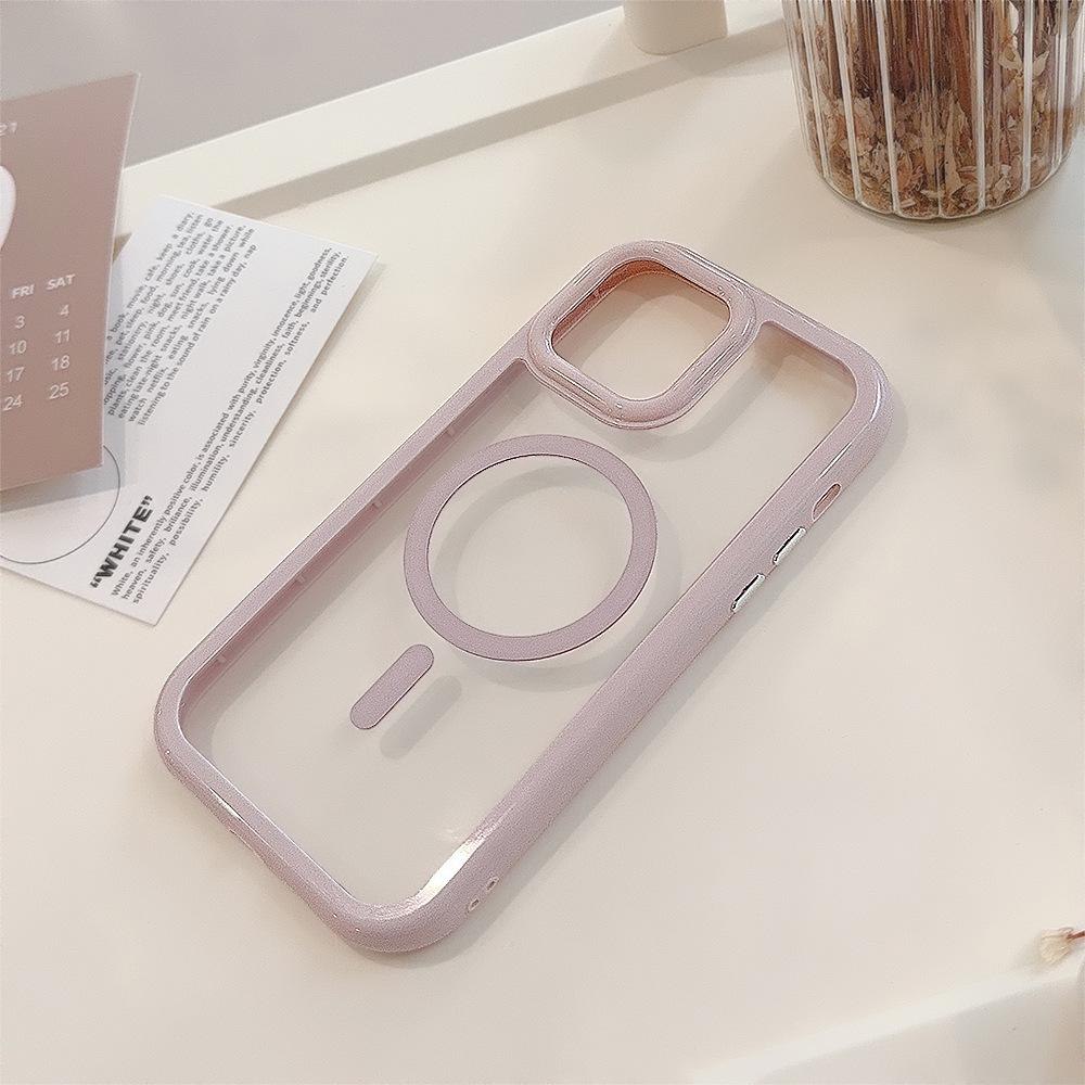

Cream Magnetic Acrylic Drop-proof iPhone Case for 11 to 16 Series, Compatible with 15 Pro Max. 17 Pro
