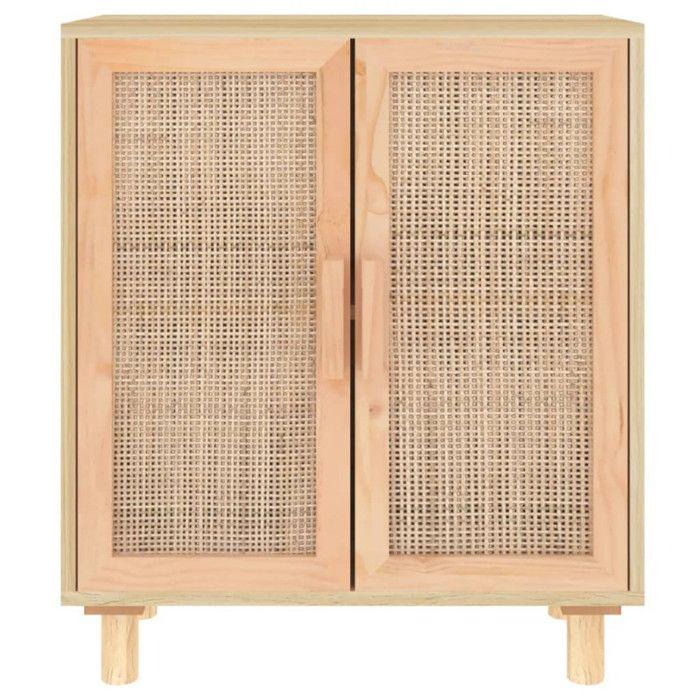 VidaXL Buffet Marron 60x30x70 cm Bois de pin massif et rotin naturel 345632