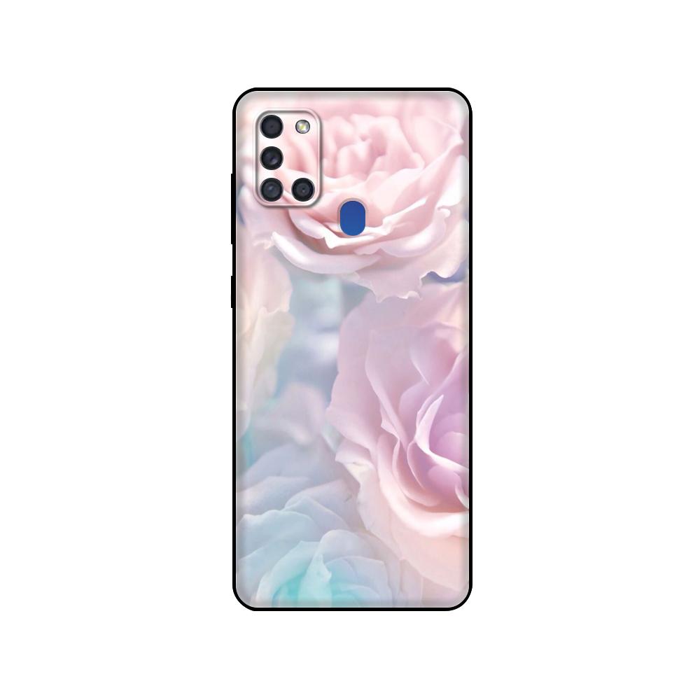 Černé TPU pouzdro pro Samsung Galaxy A50 50S A30S A10 A01 A11 A21S A31 A41 A51 A71 M21 M30S S10 LITE Červený motýl na květu růže