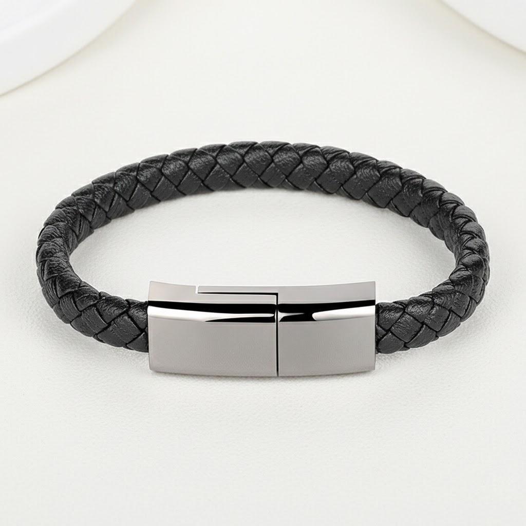 

Portable Wearable USB Wristband Data Cable for Android Type C Charging Cable Leather Braided Wrist Data Cable