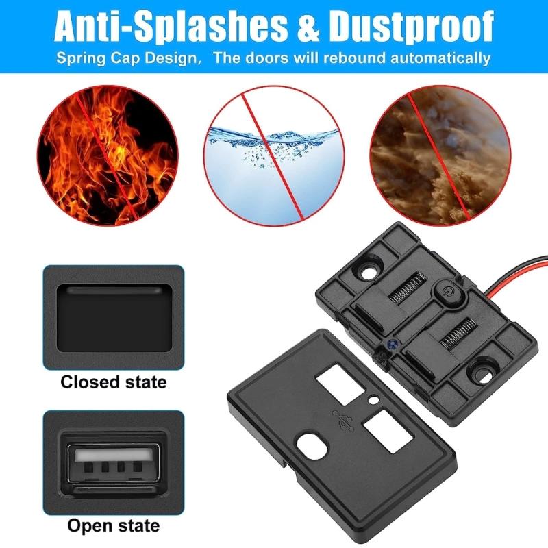 Double USB Car ChargersSocket 4.8A Phone Charge Outlet Power Adapter Suitable for Motorbike Boat Marine Truck ATV Camper