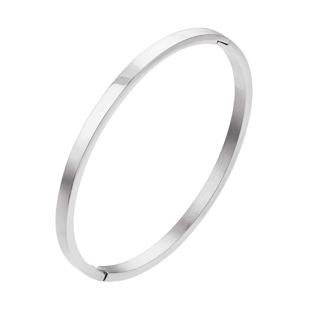 Triple-Tone Polished Stainless Steel Couple Bracelet