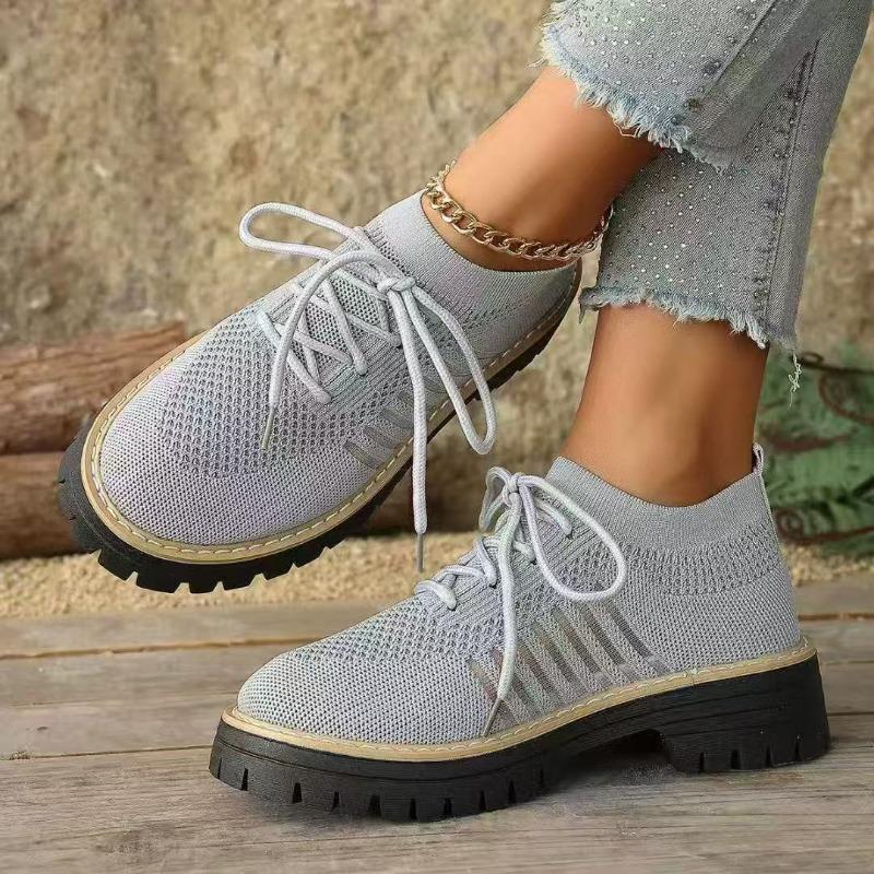 Scarpe Sportive Casual da Donna, Taglia Grande, Traspiranti, in Flyknit, Suola Morbida, Suola Spessa.