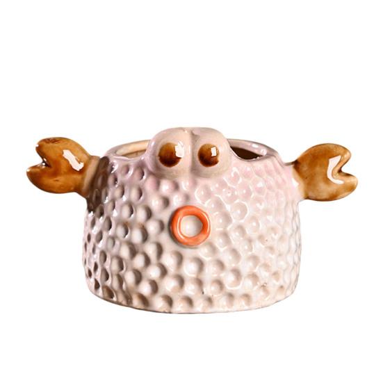 Ceramic Animal Plant Pot Cute Kitty Flowerpot with Drainage Hole Decorative Sheep Pig Planter for Succulents Home Room Office Desk Decor