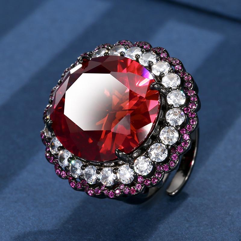 Jewelry Copper Bottom Gold Plating Simulation Corundum Light Luxury Black Gold Set Main Stone 18 * 20