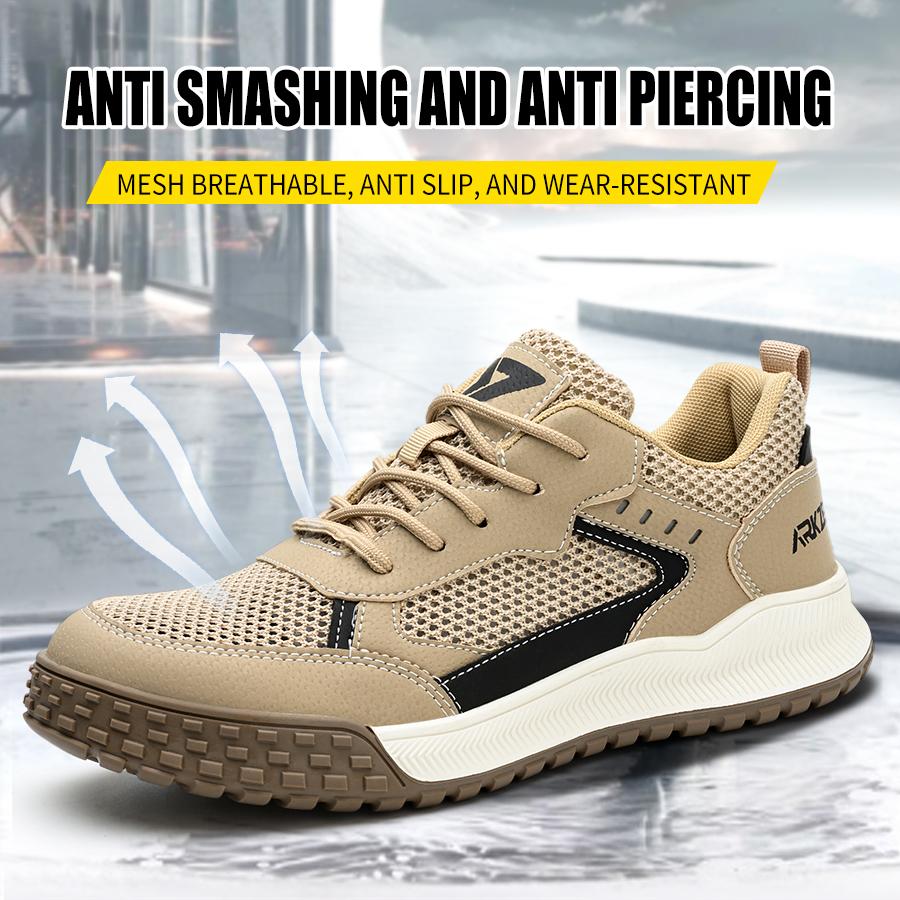 Uomo Donna Scarpe antinfortunistiche con punta in acciaio Pulsante rotante Scarpe da lavoro a prova di foratura Scarpe da sicurezza traspiranti anti-sfondamento Anti-pugnalata