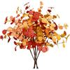 Agusbagli 6 Pcs Artificial Eucalyptus Leaves 28'' Tall Fall Flowers Leaf Greenery Stems Autumn Decorations for Home Wedding Centerpieces Thanksgiving