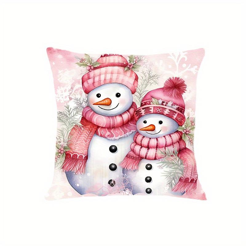 

Рождественское украшение наволочка милый розовый красный снеговик наволочка диванная подушка набор для улучшения дома подарок для друзей 40x40cm