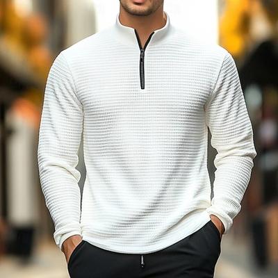 Autumn Winter American Style Simple Casual Men's Loose Jacquard Stand Collar Half-Zip Base Shirt Sweatshirt for Men