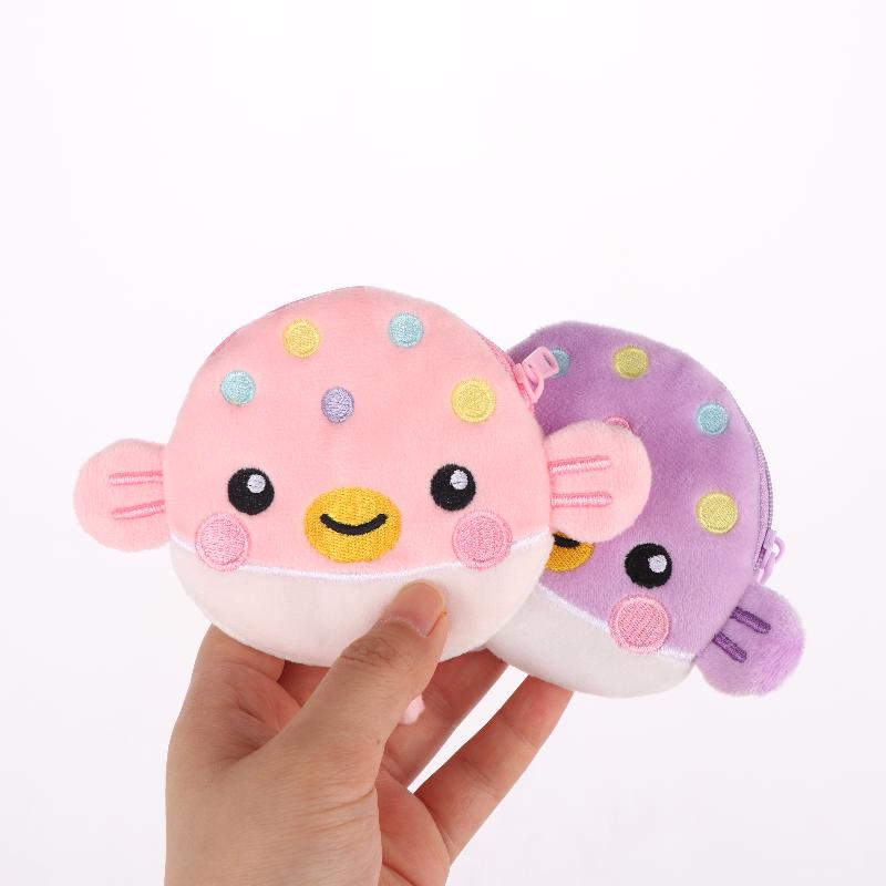 1Pcs Plush Zipper Coin Wallet Cute Pufferfish Mini Coin Purse Women'S Small Change Bag Key Earphone Pouch