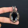 Black Onyx Gemstone Pure Copper Wire Wrapped Handmade Jewelry Pendant For Gift