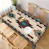 Tablecloth 1pc - Geometric Pattern Square Tablecloth, with a rural tribal design, made of woven polyester material.zyc