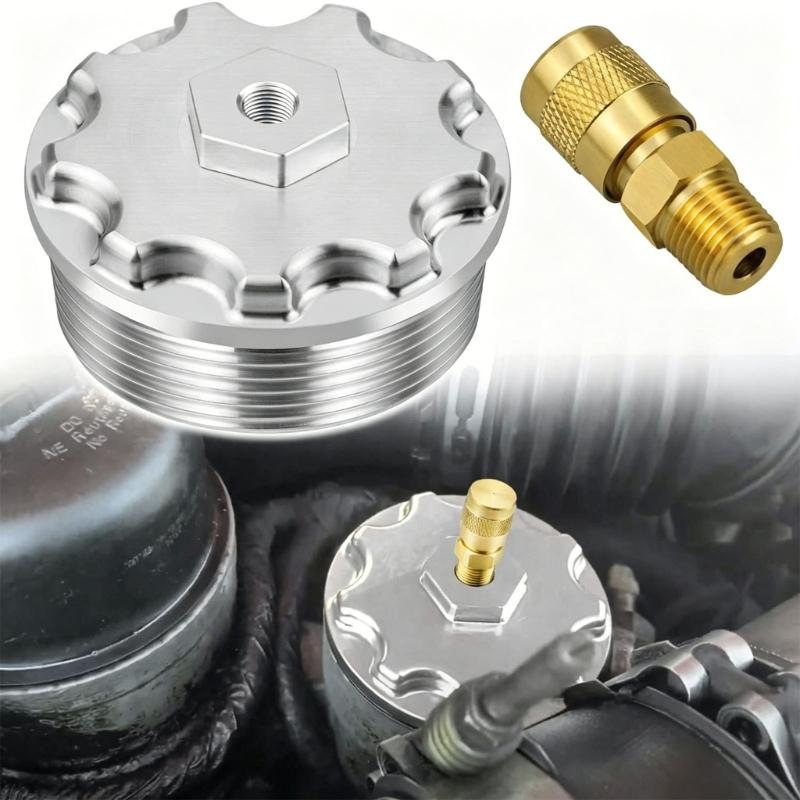 Easy Installation Fuel Filter Cap with Pressure Port for 6.0L Aluminum Filter Caps Replacement Auto Accessory