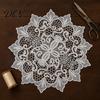 Vintage Lace Table Mats Round White Doily, Retro Placemat, Embroidered Mat, Wedding Centerpiece Elegant Doilies for Bridal Shower Dining Decor Coffee