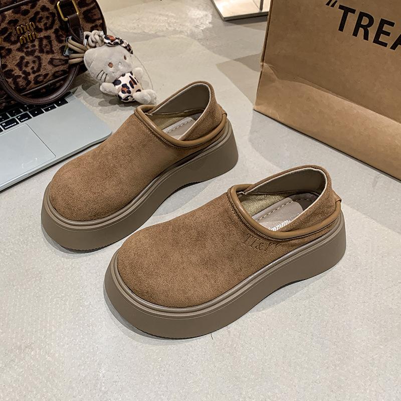 JMXD-толстая подошва женские универсальные весенние однопедальные мокасины в стиле ретро с круглым носком 35 верблюд 2447₽