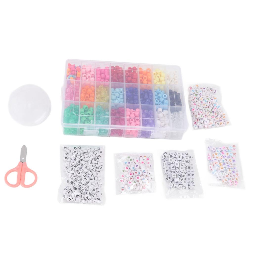 1900pcs Jewelry Making Bead Kit Acrylic DIY Cute Bright Color Barrel Letter Bead for Necklace Bracelet