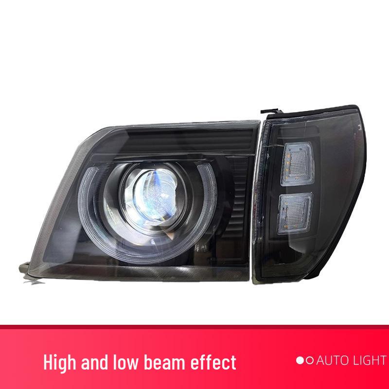 Toyota Old Prado LC90 Defender-Style Headlight Assembly: LED Daytime Lights & Bi-Beam Projector