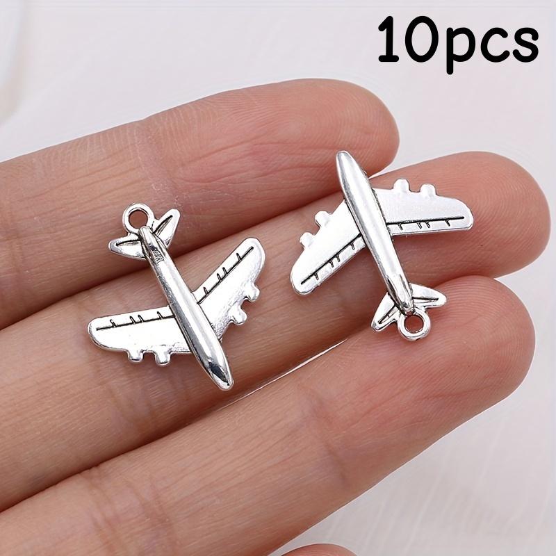 

[Silver Airplane Pendant] 10 pieces of silver airplane pendant | Airplane pendant, used for jewelry making DIY handmade necklace