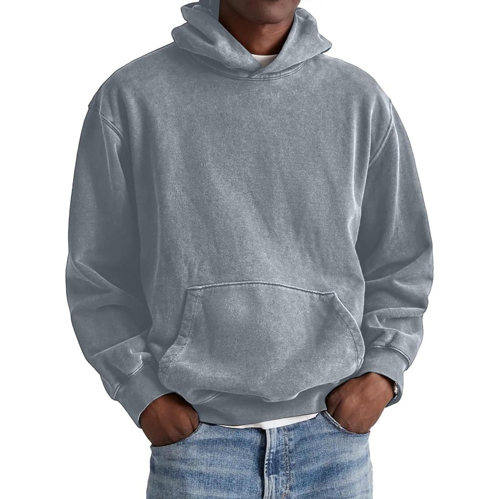 Men Hooded Pullover With Pocket Long Sleeve Fleece Sweatshirt Workout Tops Fall Fashion Hoodie