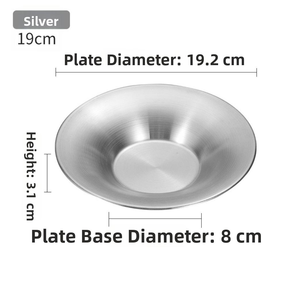 Deepened Design Round Dinner Plates 304 Stainless Steel Steak Plate Set Tableware For Dining