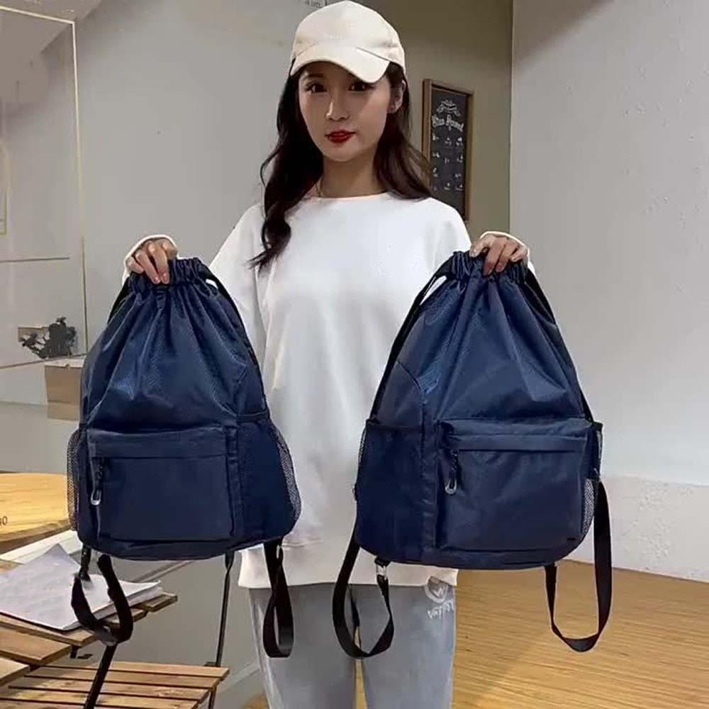 Portable Gym Drawstring Bag Quick Drying Drawstring School Bag Oxford Cloth Backpack  Students