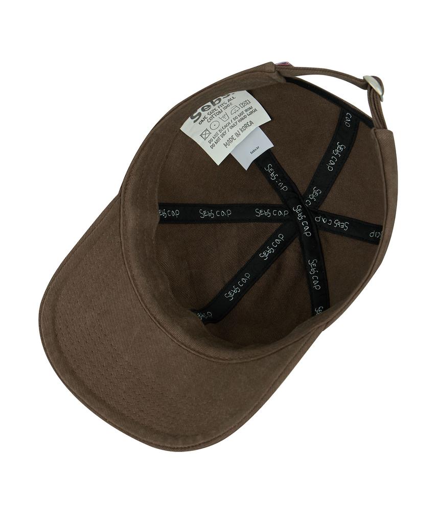 Sebseu Small Logo Twill Brown Ball Cap - Brown