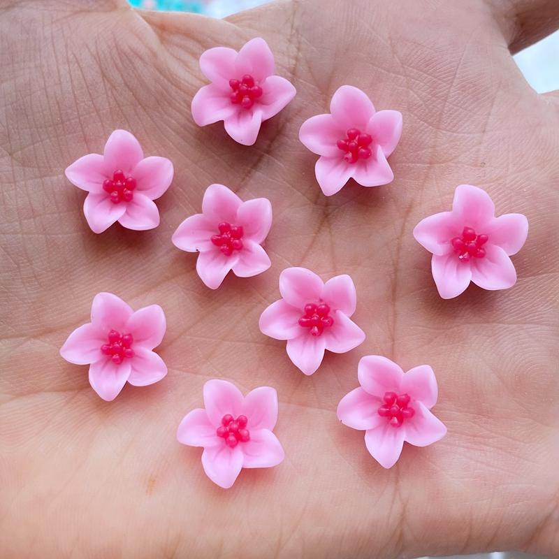 60Pcs New Cute 13mm Mini Flower Series Resin Flatback Cabochon Scrapbook Kawaii Embellishments Accessories