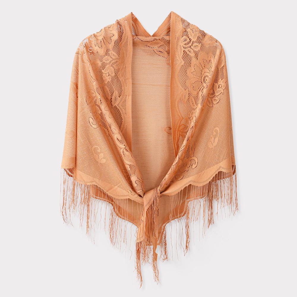 Chic Summer Lace Triangle Scarf: Sun Protection, Tassel Shawl, Fashionable & Versatile for Elegant Ladies.
