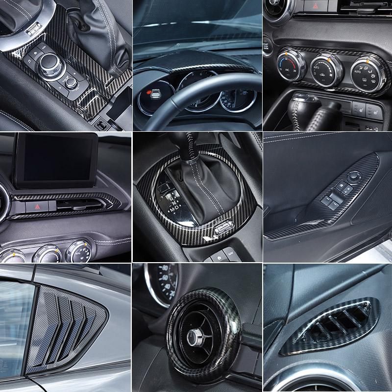 For Mazda MX-5 MX5 ND 2016-2026 ABS carbon fibre Interior Kit Dashboard Console Gear Shift Panel Cover Trim Stickers