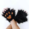 Rukavice s vlčí tlapou Faux Fur Kočičí bezprsté palčáky Zimní teplé Cosplay Halloweenské maškarní party Kostýmní doplňky