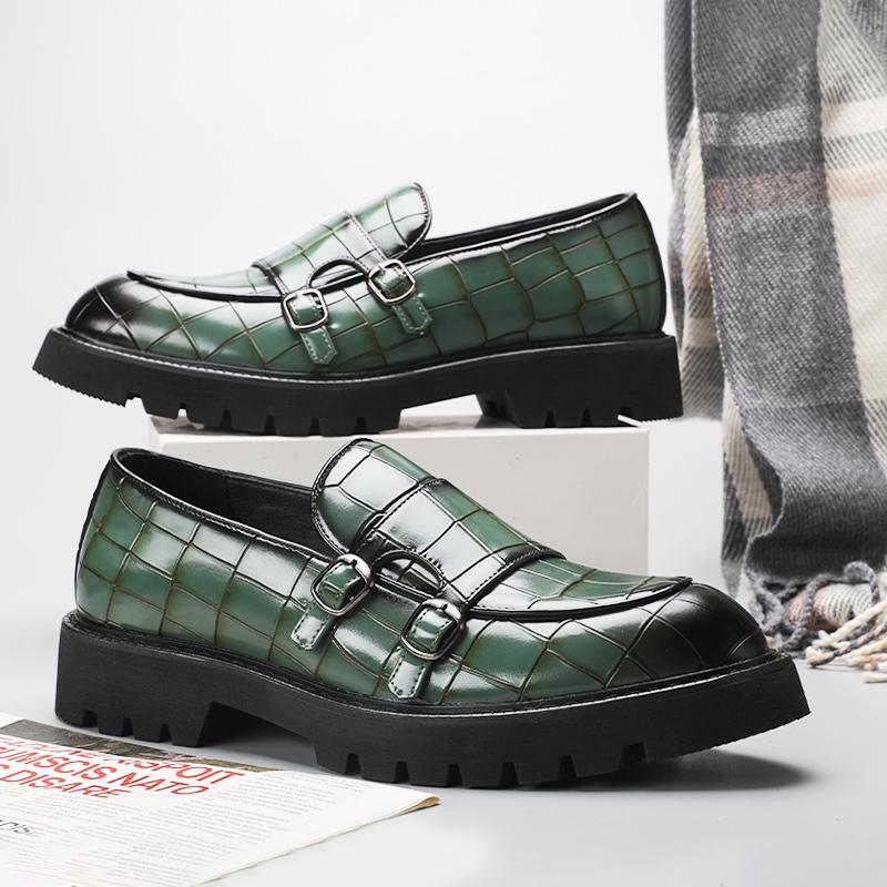 Plattformsko Loafers Sko Herre Bryllupssko med tykk såler Svart Formell Business Sko Slip-on Lær Øk Stor Størrelse 38-48