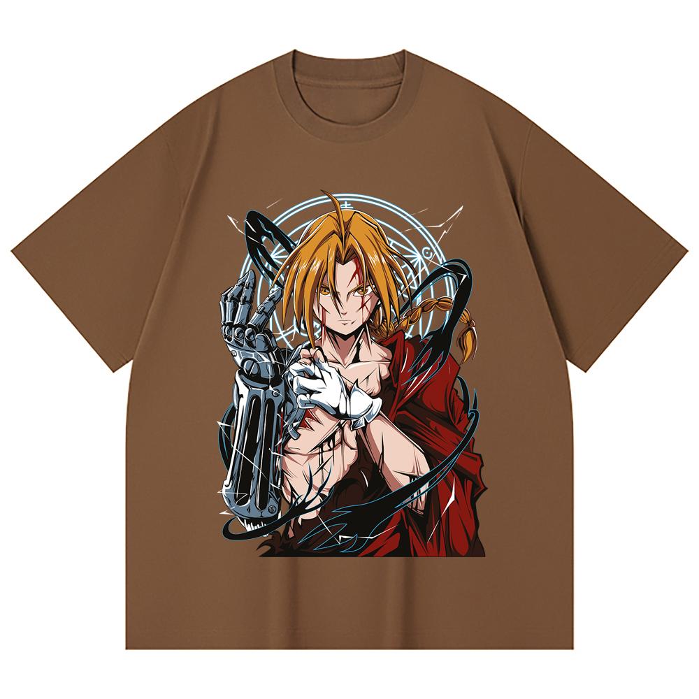230 Gsm 100% Cotton Fullmetal Alchemist V6 Edward Print Unisex Heavy Cotton T Shirt