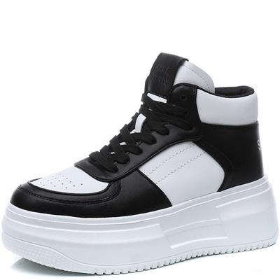 6CM Natural Genuine Leather Women Fashion Platform Wedge Chunky Sneakers Casual Ankle Booties Spring Autumn Winter Ladies Shoes