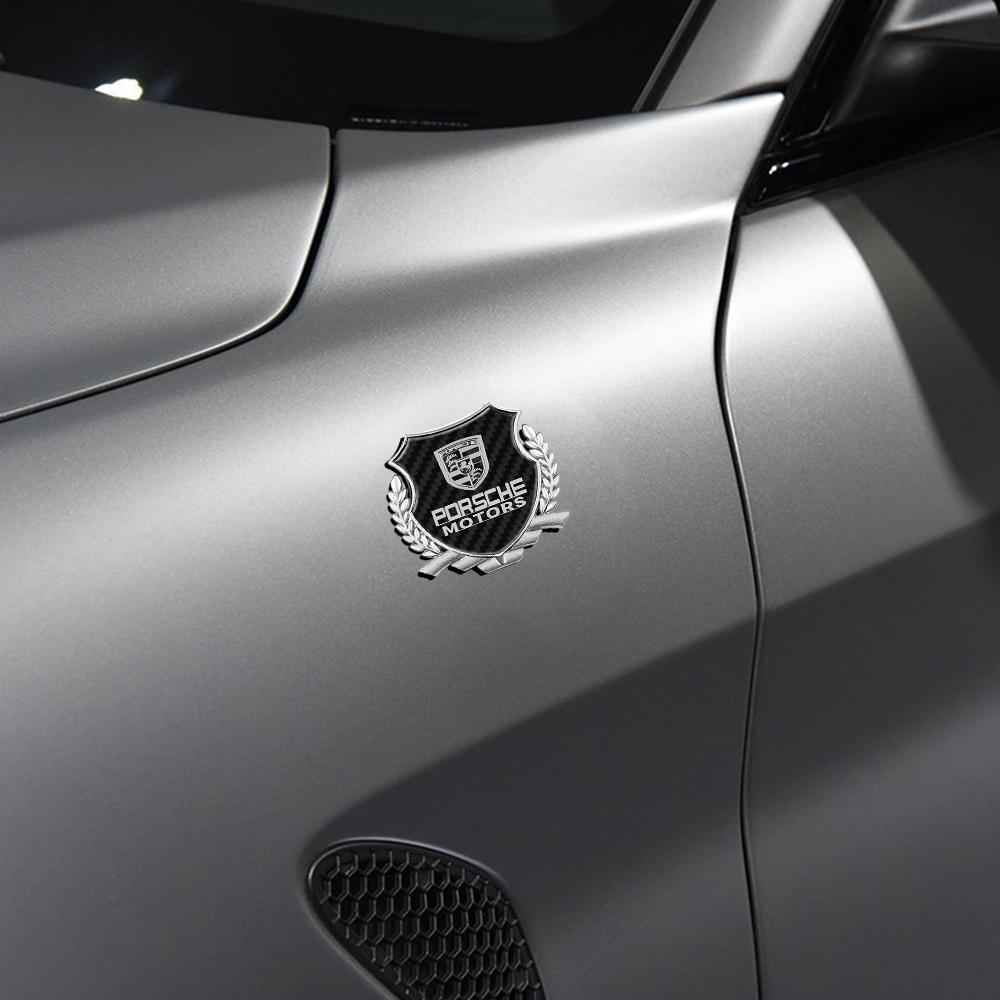 3D Metal Badge Styling Decals Emblem Car Decor Window Stickers Decoration Accessorie For Porsche 911 718 Taycan Panamera Cayenne