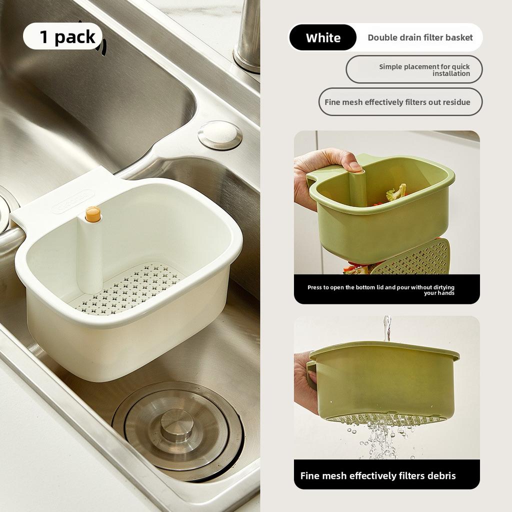 Wall-mounted Sink Draining Basket, Press-type Multi-functional Wall-mounted Food Residue Cleaning and Filtering Basket