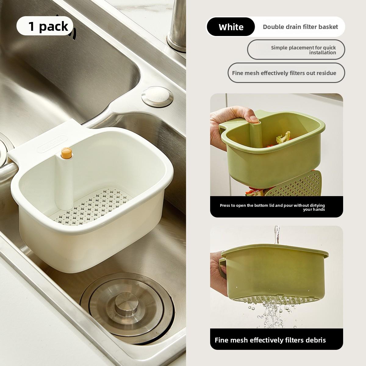 

Wall-mounted Sink Draining Basket, Press-type Multi-functional Wall-mounted Food Residue Cleaning and Filtering Basket