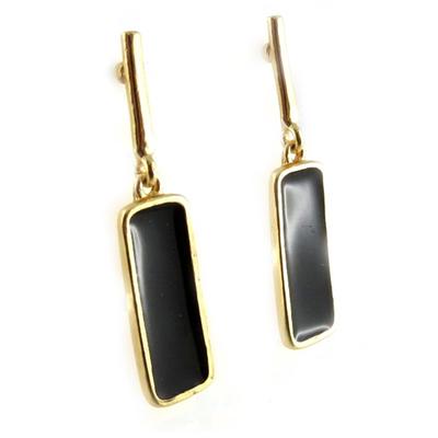 [L2329] - Designer Earrings 'Nora' Black Gold