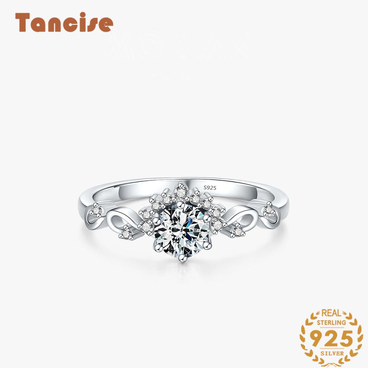 

Tancise Classic стерлингового серебра 925 пробы кольцо с цирконом женские ювелирные изделия свадебное обещание вечерние подарок
